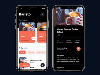 Baristö - A community-based coffee sharing platform android app checklist coffee community discovery ingredients ios mobile platform recipe recipe app sharing ui ux