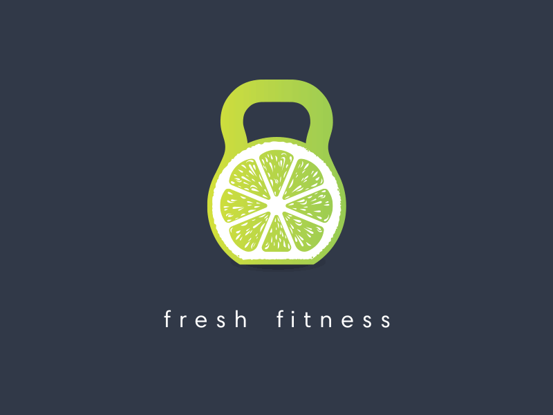 Fresh Fitness Logo app branding citrus concept fitness fresh green gym identity kettlebell lime logo