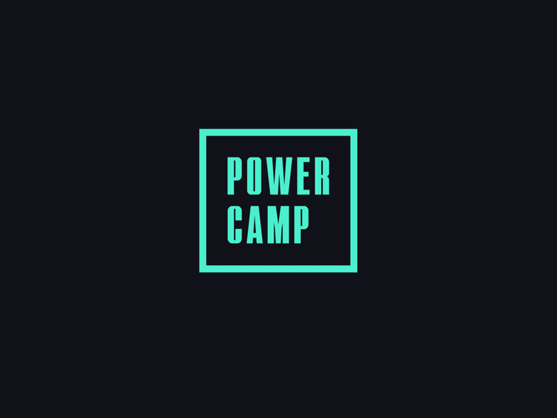 Power Camp Logo abstract active animated logo animation branding dynamic identity illustration logo movement power camp sport triathlon