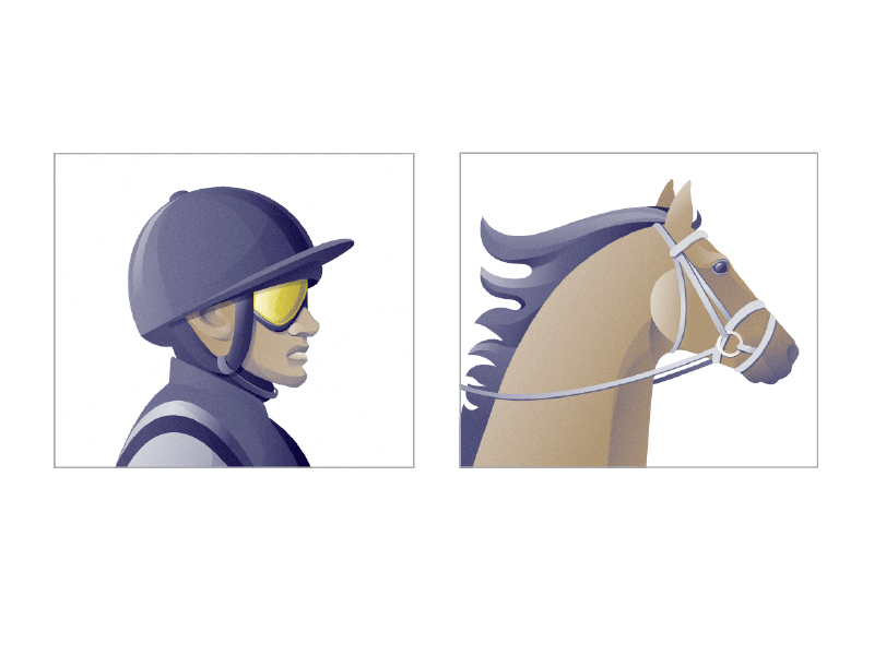 Placeholder illustrations for Guldstallet whitelabel avatar horse horserider illustration placeholder