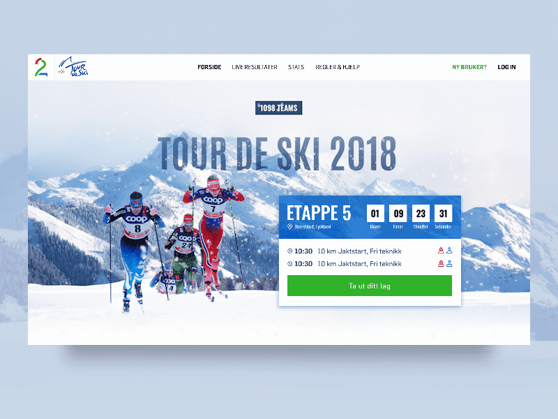 Tour De Ski 2018 animation banner fantasy sport landing skier skiing snow tour de ski tourdeski2018 tv2