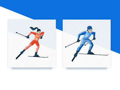 Skiers illustrations for Tour De Ski 2018 crosscountry fantasy grain illustration male female skier skiing tour de ski placeholder