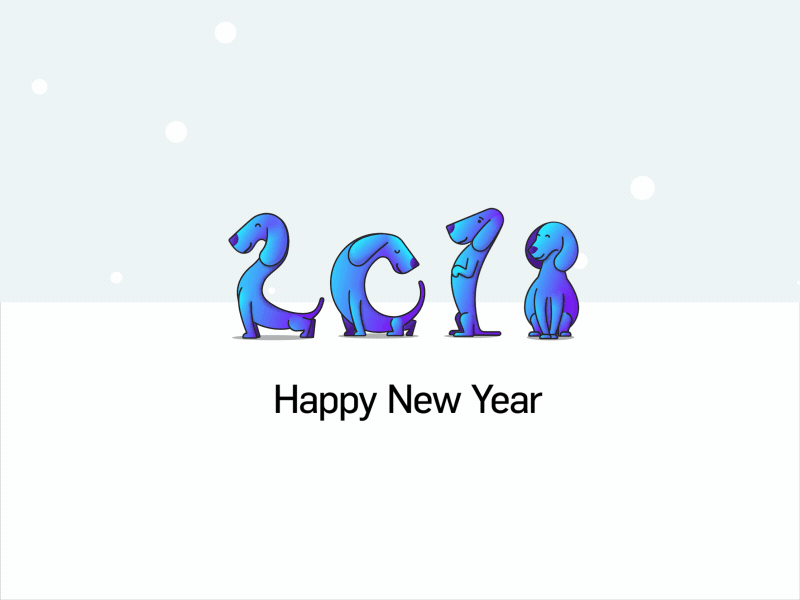 Dogs 2018 2018 animation dogs gradient happy new year illustration snow transformation