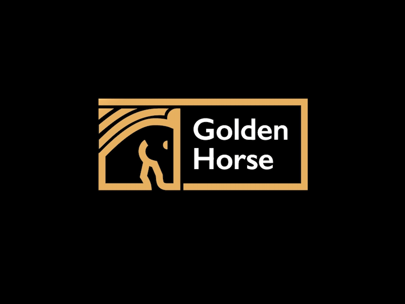 Responsive Golden Horse Logo golden horse horse horse logo horse racing logo logo design responsive logo trotting