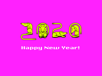 Happy New Year 2020 2020 graphic design greeting happy new year illustration rats 2020