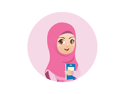 Hijabi muslim girl branding design flat icon illustration logo