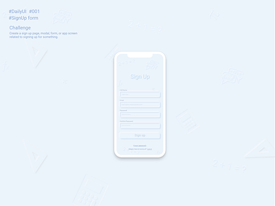 Daily UI 001 - Sign Up - #dailyui #001 adobe xd adobexd app daily ui daily ui 001 daily ui challenge dailyui neumorphic sign up ui ui ux