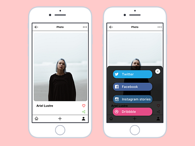 Daily UI 010 - Social Share dailyui dailyui010 design diseño dribbble facebook instagram story photo photo app share sketch app social buttons social share twitter ui uidesign uipractice