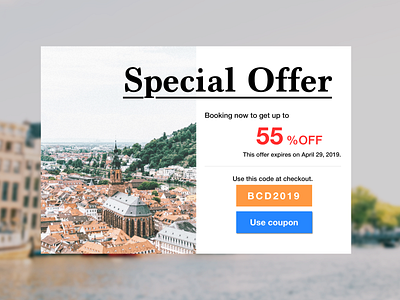 Daily UI 036 Special Offer. 100 day challenge 100 day ui challenge coupon code coupons dailyui dailyui036 design diseño sketch app special offer travel travel booking site ui ui ux uidesign uipractice