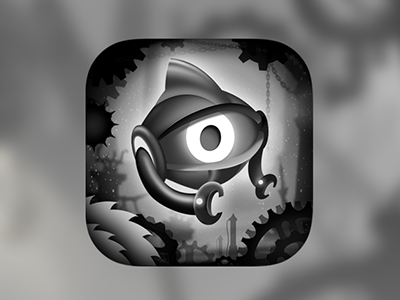 Game icon for Riot Runners app art character cogwheel game graphic icon ios riot robot runners