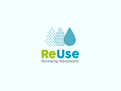 Reuse blue dot drop ecology logo renewing water