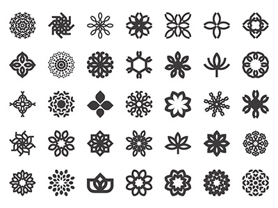 Abstract flower icon set