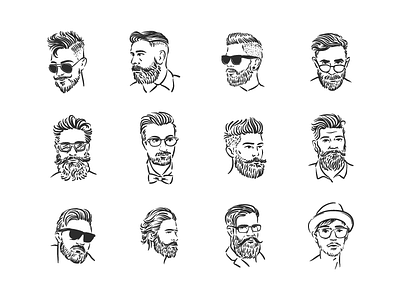 Hipsters Portraits Illustrations