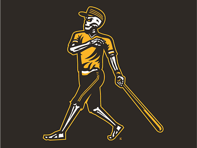 Pirates Swingin' Skeleton athletic baseball gms pirates pittsburgh skeleton skull sports design swing