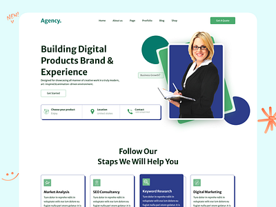 Agency Website Design agency app business design illustration landing page landing page design logo marketing typography ui