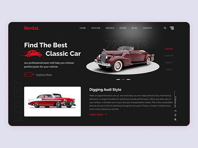 Classic Car Website Design 70s auction branding car clean decades design homepage landing page landing page design logo minimal old product design rental ui ux vintage web design web ui