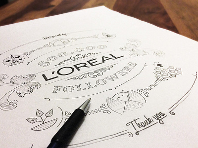 L'Oréal / 500k followers sketch design drawing paper pen pencil sketch
