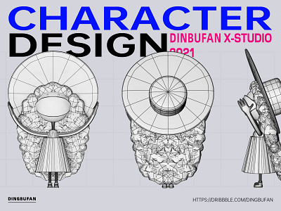 Character design - Huahua 3d c4d character design girl hat line
