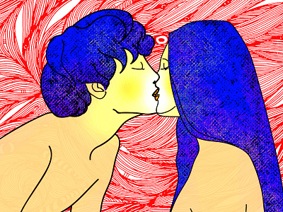 About You blue design illustration kiss line love red yellow 插画