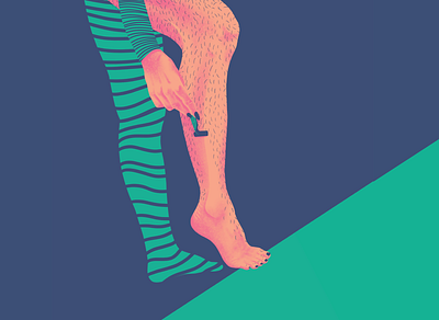 valentine's day is coming artwork digital digitalart drawing hairy illustration legs procreate razor turquoise