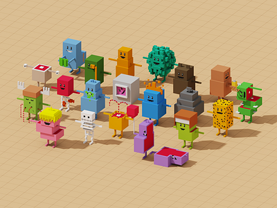 Voxel style Dumb Ways to Die characters 3d 3d art dumb ways to die isometric magicavoxel voxel voxel character voxel game