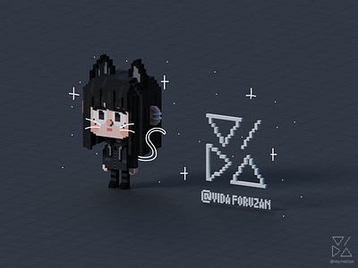 Voxel Self Portrait (New Profile And Theme) cat girl character design magicavoxel rebranding self portrait voxel voxel art voxel cat voxel character voxel self portrait