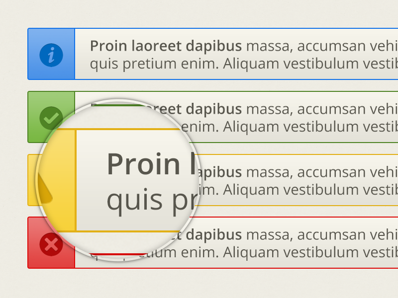 Messaging alerts messaging confirmation information warning error