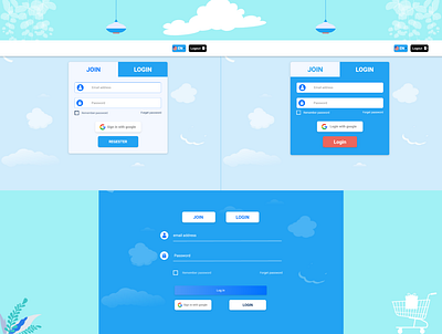 some login pages in new look. app design ui ux web website