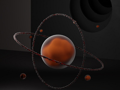 ATOM.orng 3d black blender branding graphic design illustration orange particle vector