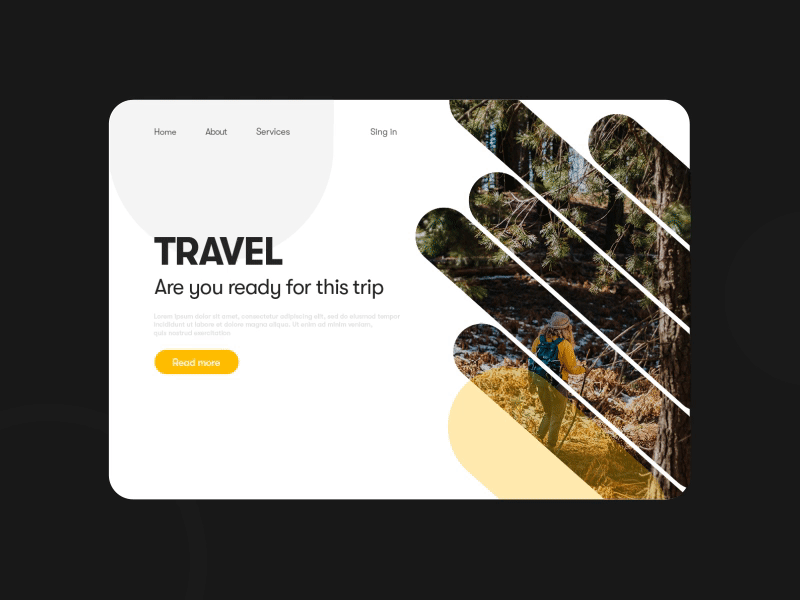 Travel - landing page after effects animation app branding design gif graphicdesign graphics illustration interaction design landingpage microinteraction minimal motion motion design photoshop travel ui animation yellow