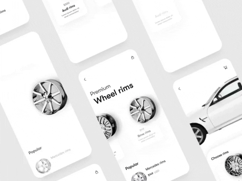 Wheels Shop app - Ar interaction experience after effects animation app app design apple application branding clean design gif graphic graphic design interaction design microinteraction mobile motion motion design photoshop ui ux ui animation