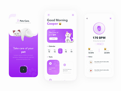 Pet Care App 3d after effects animation app branding character clean design graphic graphic design illustration interaction interaction design microinteraction mobile motion motion design pet ui ui animation