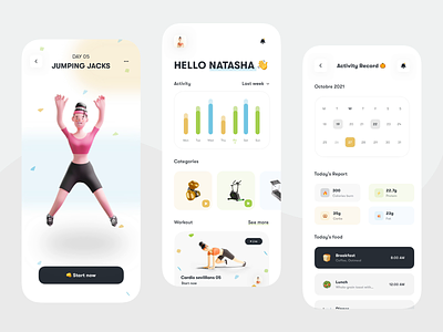 Fitness app 3d 3d animation after effects animation app character clean design fitness graphic design mobile mobile app motion motion design motion graphics sport ui ui animation uiux web