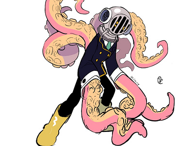 Captain tentacles design illustration