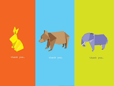 Greeting Card Designs bold color etsy greeting cards illustration origami thank you