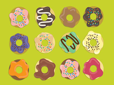 Donut Fun donut etsy flat design food illustration illustrator retro