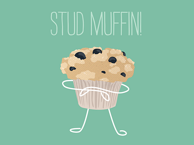 Stud Muffin etsy food greeting card humor illustration illustrator muffin