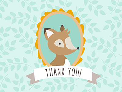 Woodland Creatures - Thank You animal banner deer etsy illustration pattern design thank you vector