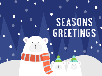 Seasons Greetings from the North Pole color ety greeting card illustration polor bears print seasons greetings snow