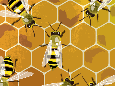 Honey Bees adobe art bees digital graphic design halftone honey illustration texture vector