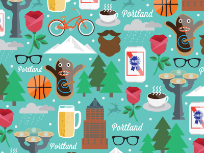 PDX Pattern adobe beer digital art graphic design illustration nw oregon pabst patterns portland trees vector