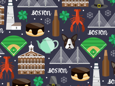 BOS Pattern adobe beantown boston drawing east coast graphic design icon illustration irish lobster pattern vector
