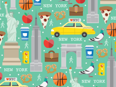 NYC Pattern adobe big apple drawing graphic design icons illustration new york city pattern taxi vector