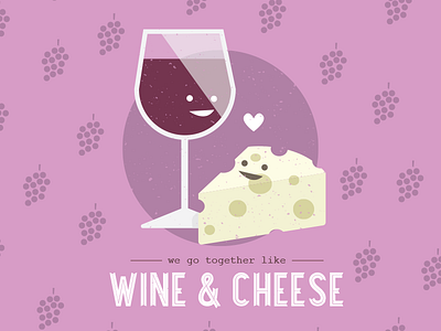 Perfect Pair adobe cartoon cheese color digital art drawing graphic design illustration pattern typography vector wine