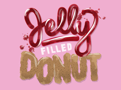 Jelly Filled Donut adobe donut drawing graphic design illustration jelly lettering realism texture type typography vector