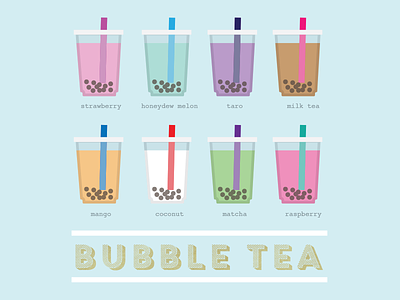 Bubble Tea adobe illustrator bubble tea digital art drawing flavors graphic design illustration infographic type vector