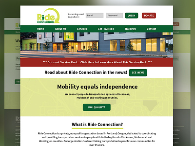 Ride Connection Website Redesign clean desktop flat graphic design grid layout nonprofit roger that agency ui user interface ux website