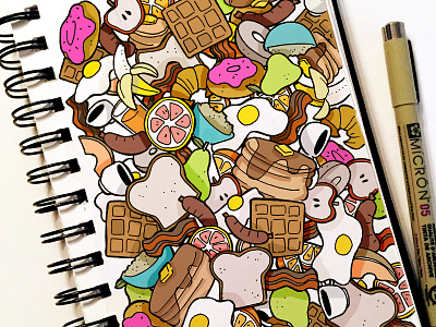 Breakfast doodle breakfast drawing food graphic design hand drawn illustration ink pen photoshop sketchbook