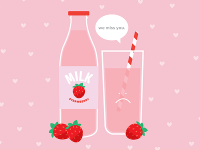 #DairyFreeProblems adobe illustrator cartoon dairy free digital art drawing flat food funny illustration milk strawberry vector