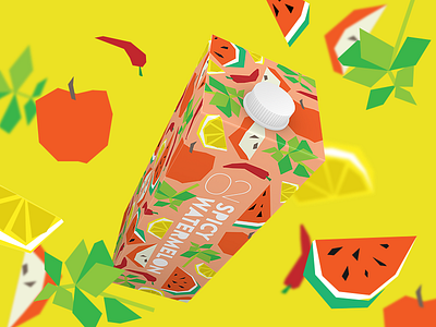 Spicy Watermelon - Packaging concept branding concept flat fruit geometric graphic design illustration juice label packaging portland work in progress